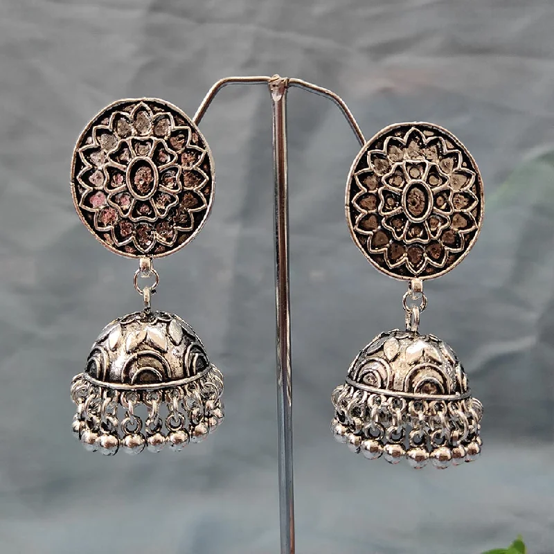 women’s cute earrings-Darshana Jewels Oxidised  Plated Jhumki Earrings