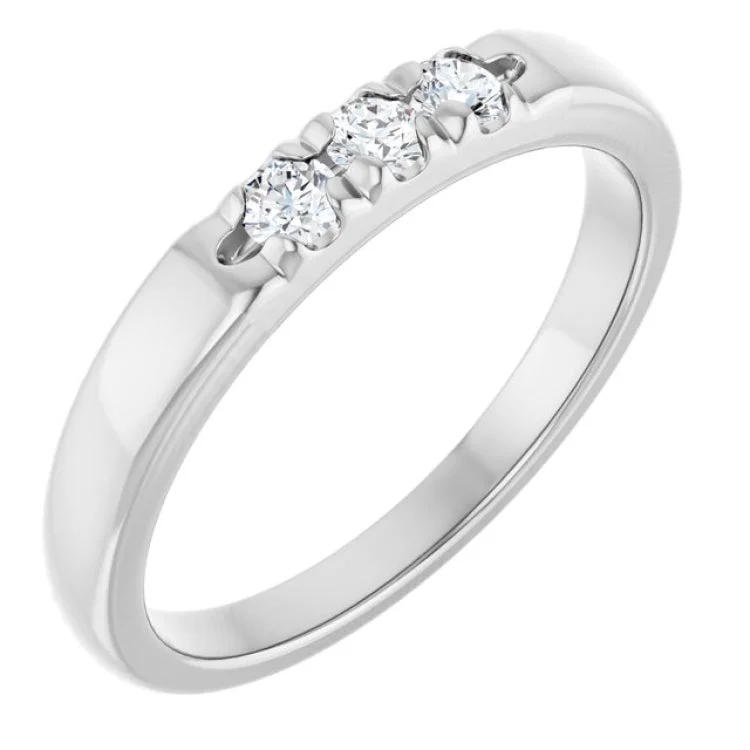 women’s solitaire ring-14K White 1/5 CTW Lab-Grown Diamond  Anniversary Band