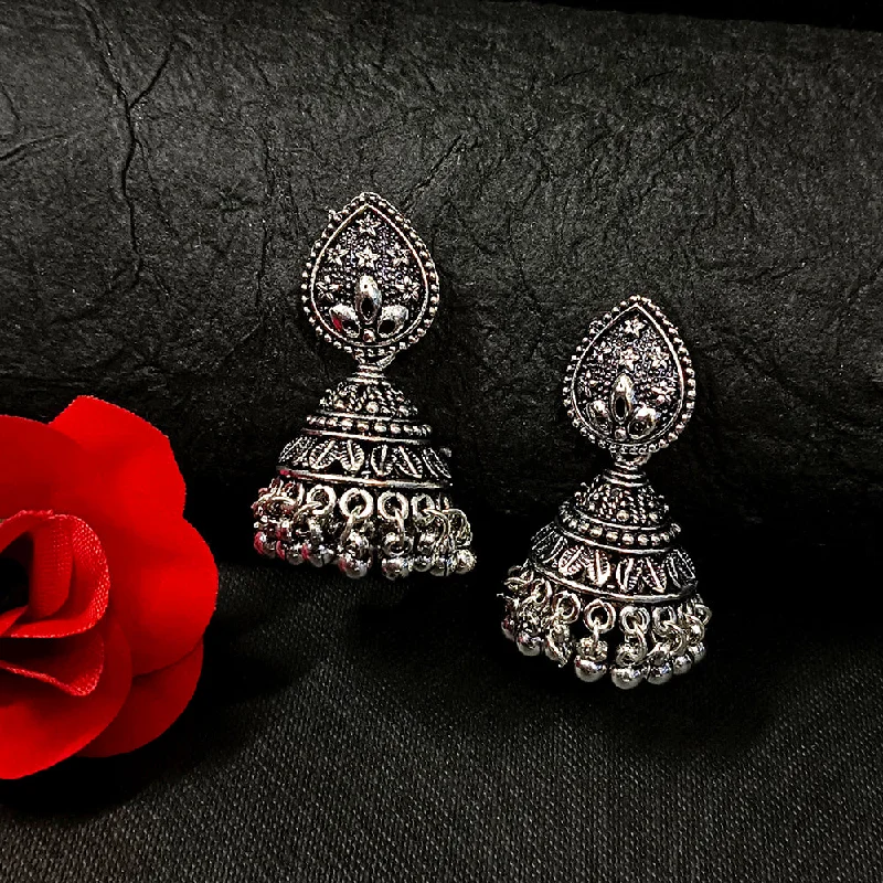 women’s trendy earrings-Darshana Jewels Oxidised Plated Jhumki Earrings