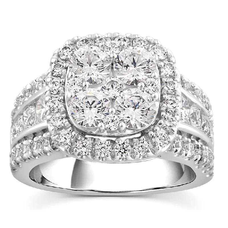 women’s cushion diamond engagement ring-14ct White Gold Luminesce Lab Grown 2.96 Carat Diamond Ring SIZE N½