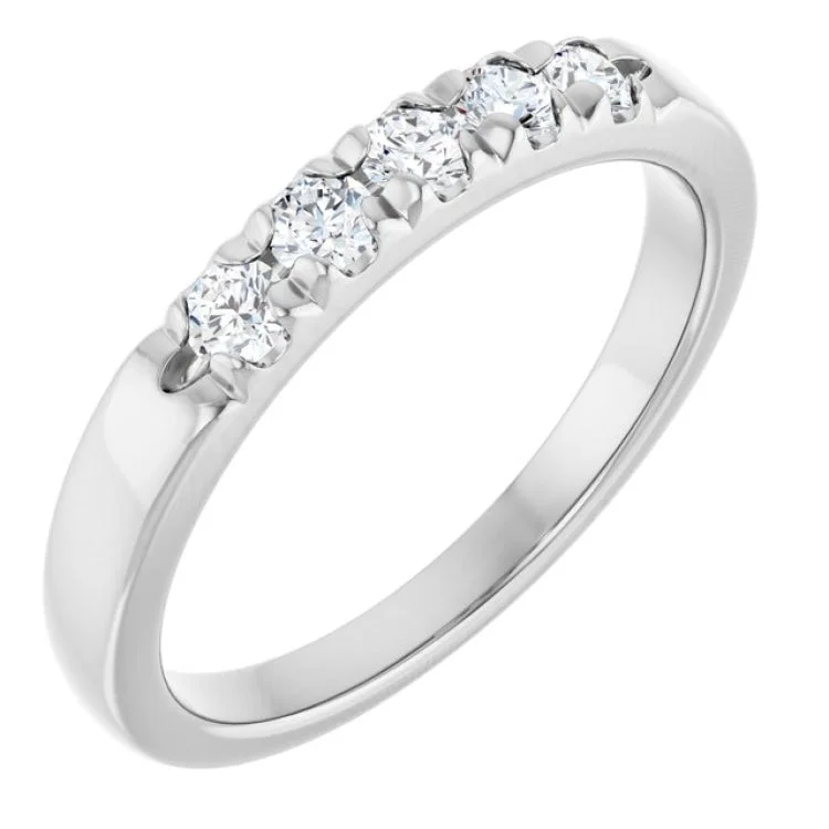 women’s birthstone wedding ring-Platinum 1/3 CTW Lab-Grown Diamond  French-Set Anniversary Band