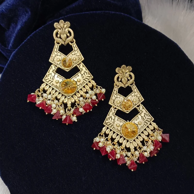 women’s drop earrings for women-Darshana Jewels Crystal Stone Gold Plated Dangler Earrings