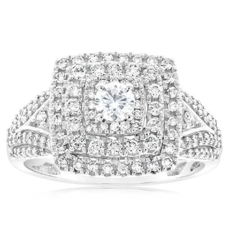 women’s bridal engagement ring-Luminesce Lab Grown 1 Carat Diamond Ring in 10ct White Gold