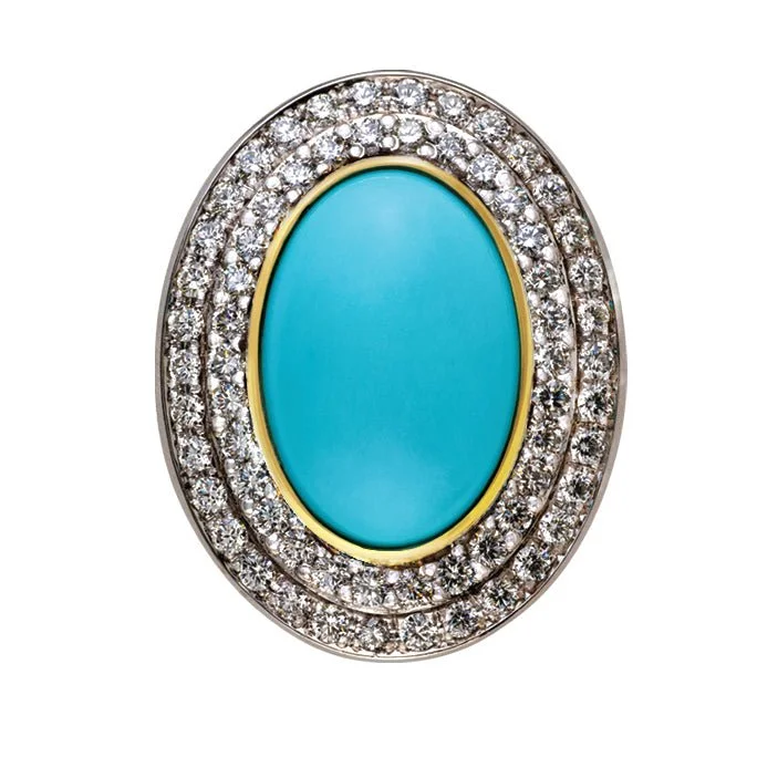 women’s multi-stone engagement ring-Turquoise and Diamond Ring