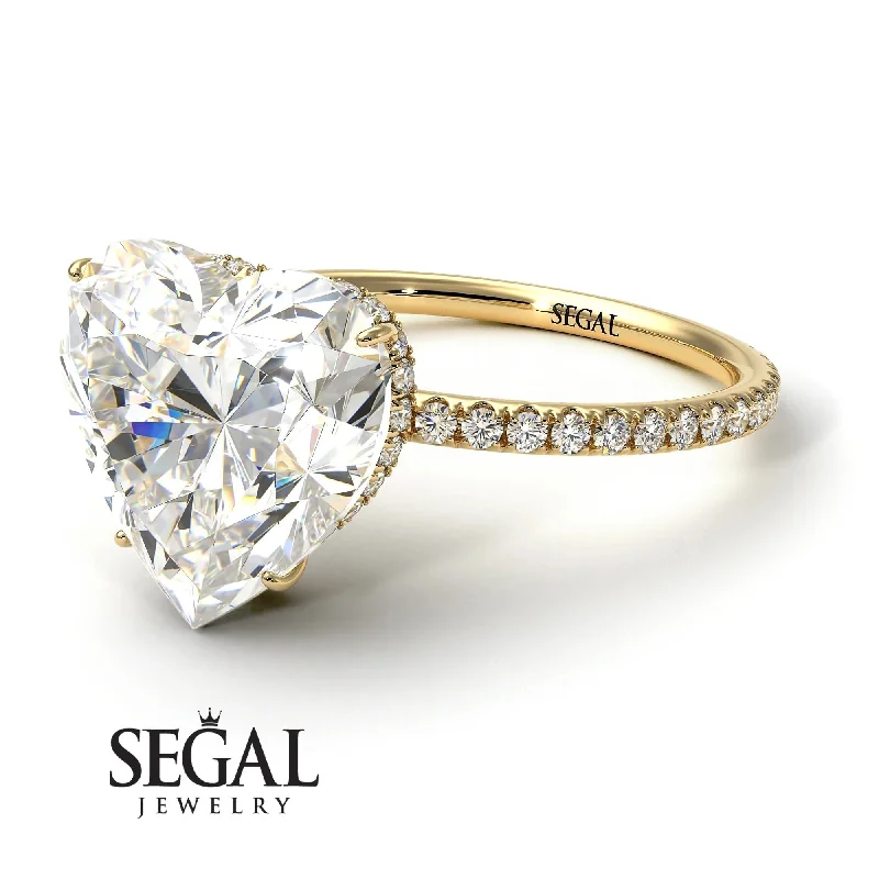 women’s gold solitaire engagement ring-Semi-Mount Heart Shape Diamond Ring - Noelle No. 1000