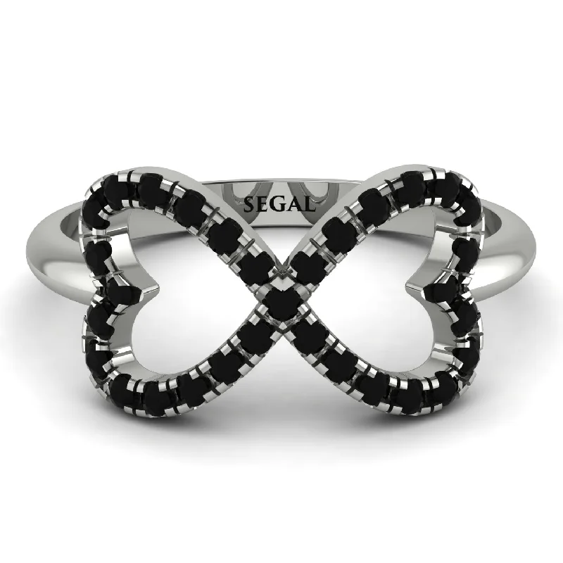 women’s round-cut engagement ring-Infinity Heart Black Diamond Ring - Blakely No. 9