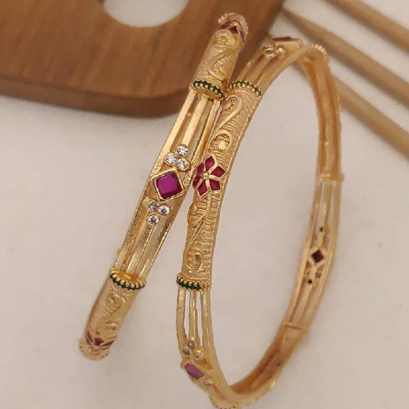 women’s rose gold bracelet-H K Fashion Gold Plated Bangle Set