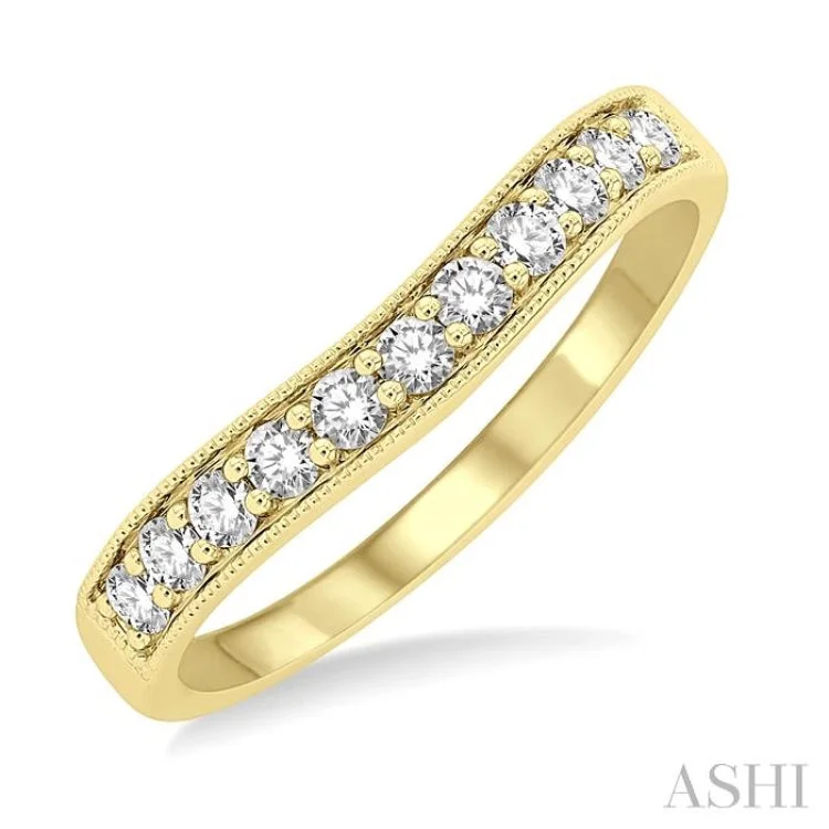 women’s diamond eternity band-1/3 Ctw Arched Round Cut Diamond Wedding Band in 14K Yellow Gold