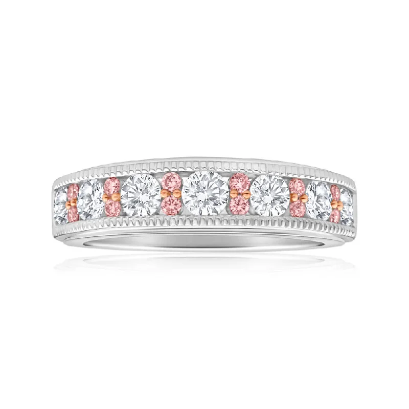 women’s halo sapphire engagement ring-Pink Diamond 18ct White Gold Channel Set Diamond Ring