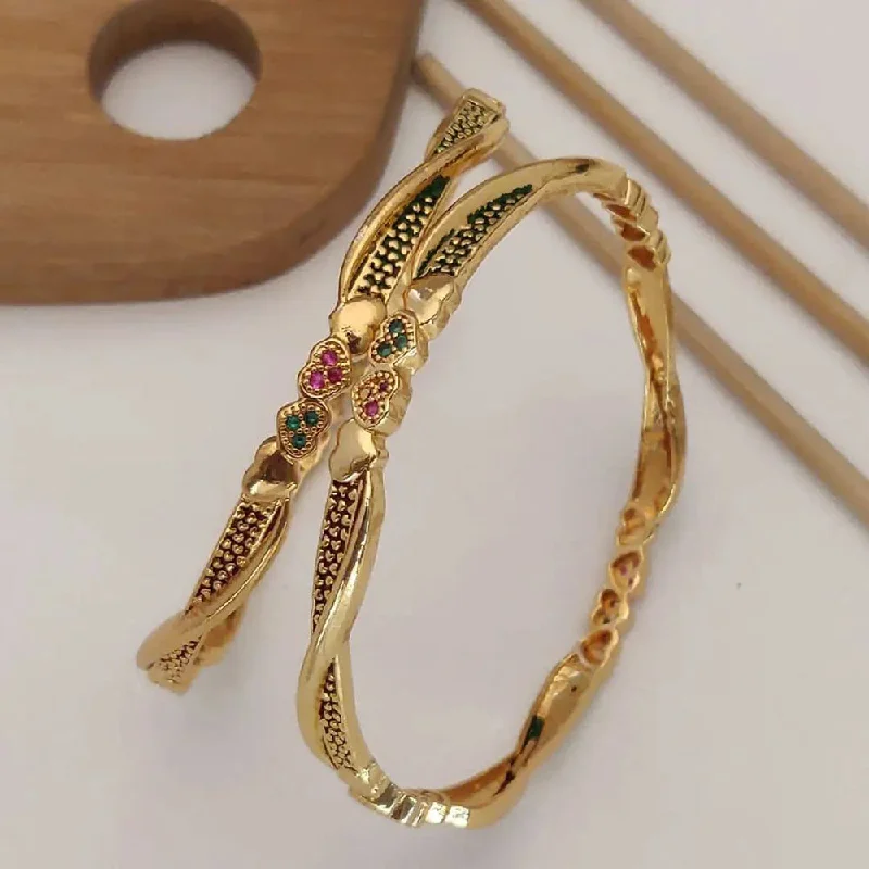 women’s friendship bracelet-H K Fashion Gold Plated Bangle Set