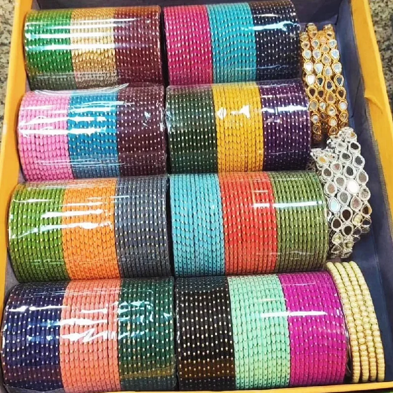 women’s vintage bracelet-Pooja Bangles Multi Colors Metal Bangle Set