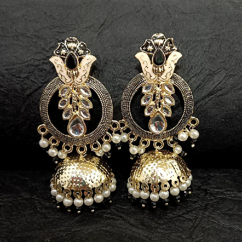 women’s moonstone stud earrings-Darshana Jewels Gold Plated Meenakari Jhumki Earrings