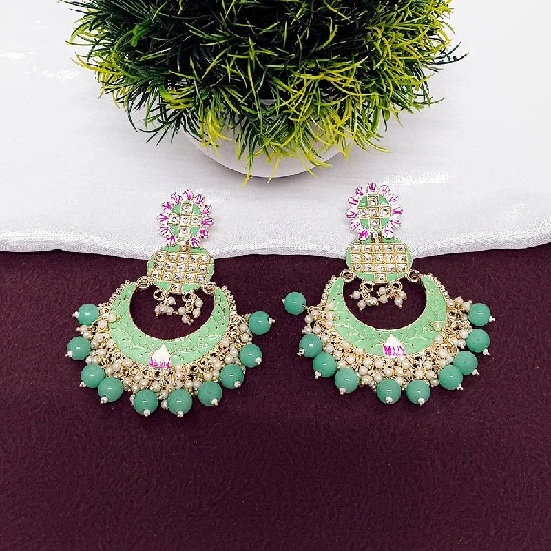 women’s diamond earrings-Darshana Jewels Kundan And Meenakari Dangler Earrings