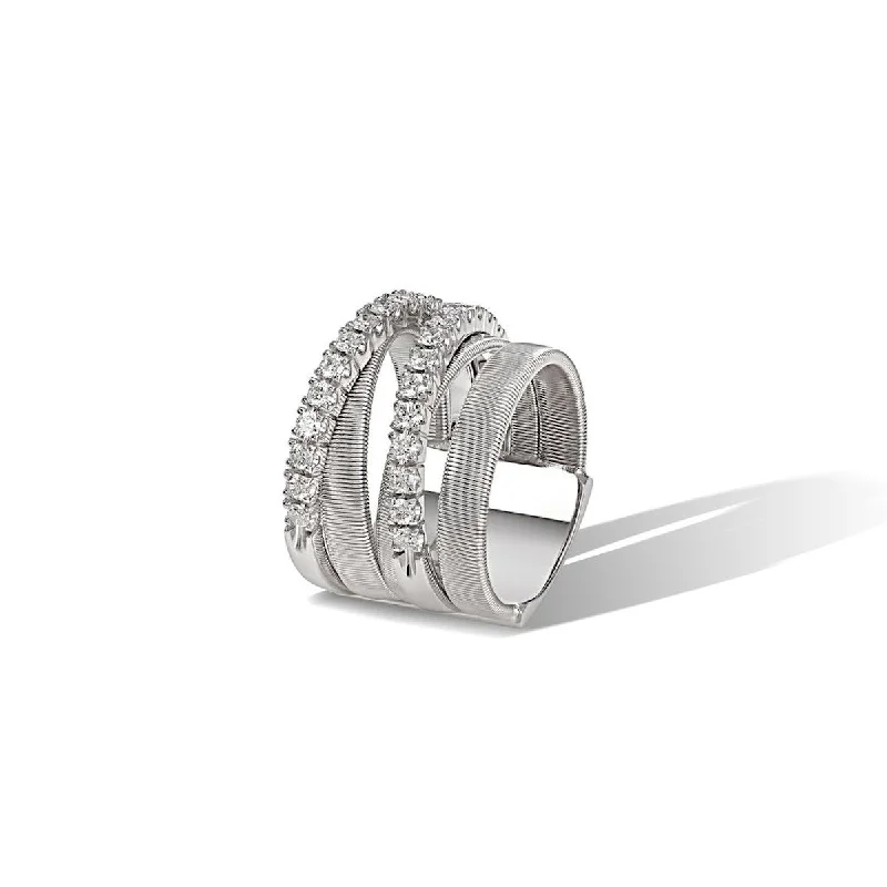 women’s oval diamond engagement ring-Marco Bicego Masai 5-Strand 18k White Gold Diamond Ring