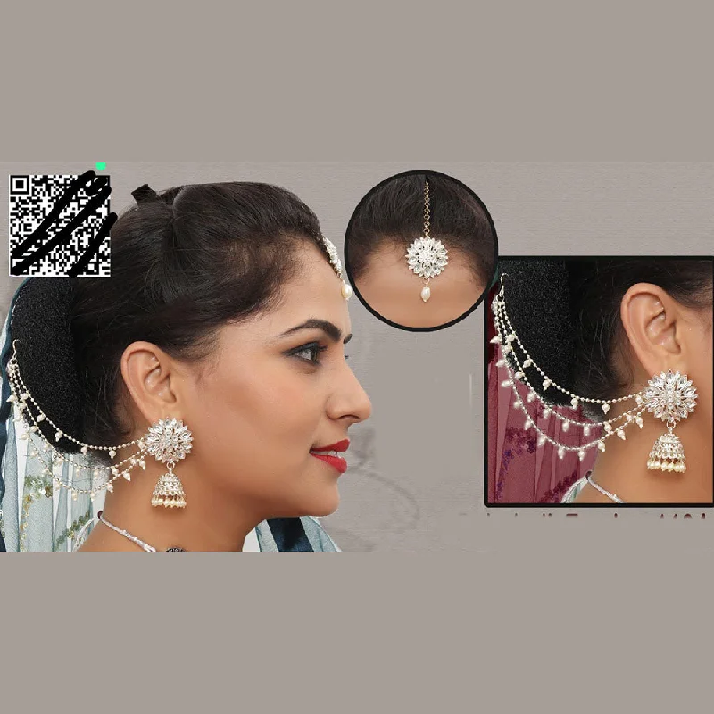 women’s vintage hoop earrings-Abhinandan Kundan Stone And Pearl Kanchain Jhumki Earrings