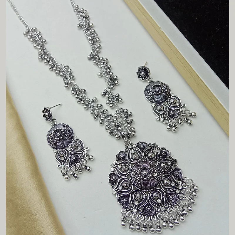 women’s birthstone pendant necklace-SP Jewellery Oxidised Plated Necklace Set