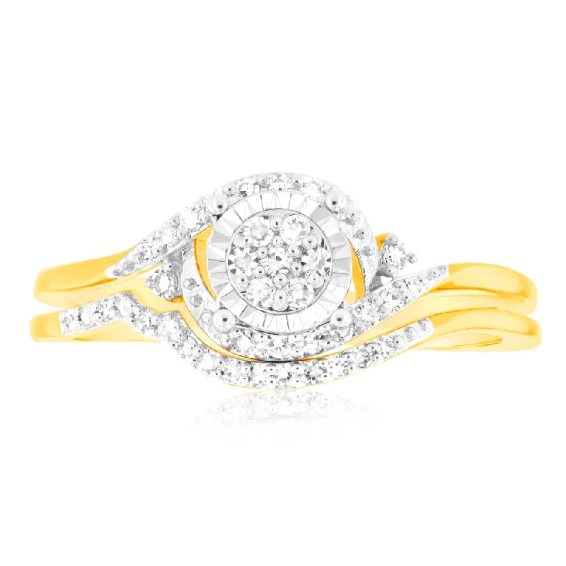 women’s double halo engagement ring-9ct Yellow Gold Luminesce Lab Grown Diamond Ring