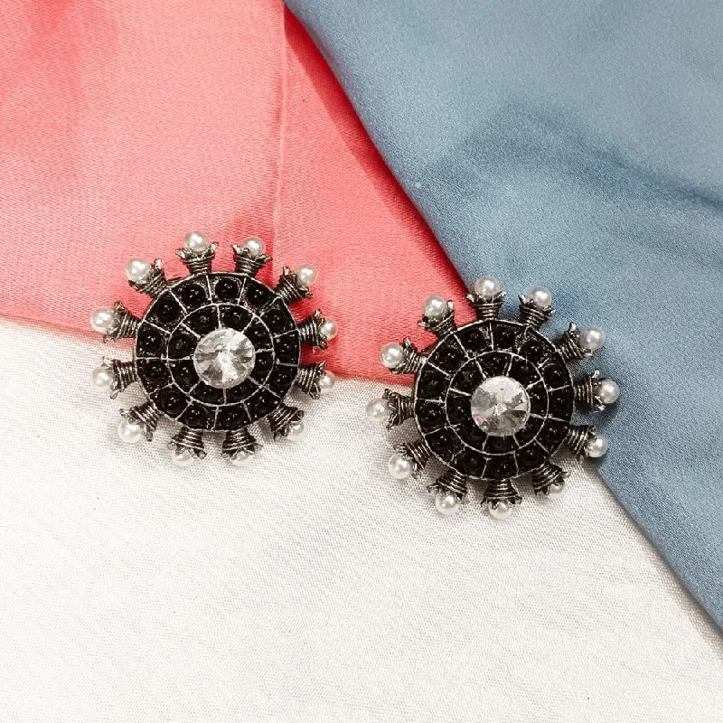 women’s crystal drop earrings-Darshana Jewels Oxidised Plated Stud Earrings