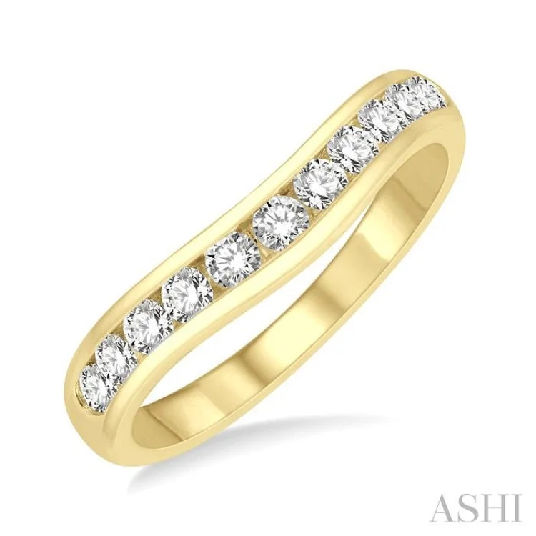 women’s personalized ring-1/2 Ctw Round Cut Diamond Inlay Wedding Band in 14K Yellow Gold