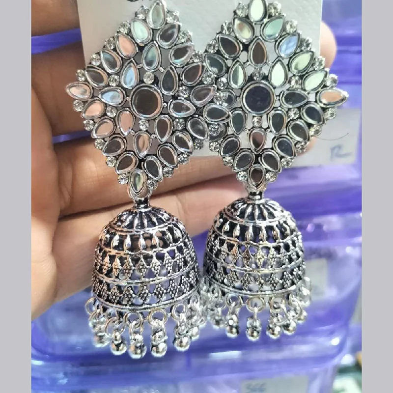 women’s custom stud earrings-Manisha Jewellery Oxidised Plated Mirror Jhumki Earrings