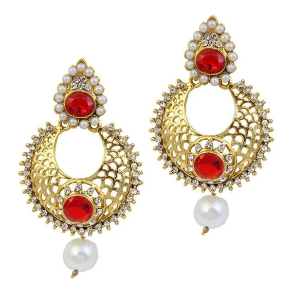 women’s drop earrings-Kriaa Austrian Stone Pearl Drop Gold Plated Chandbali Earrings