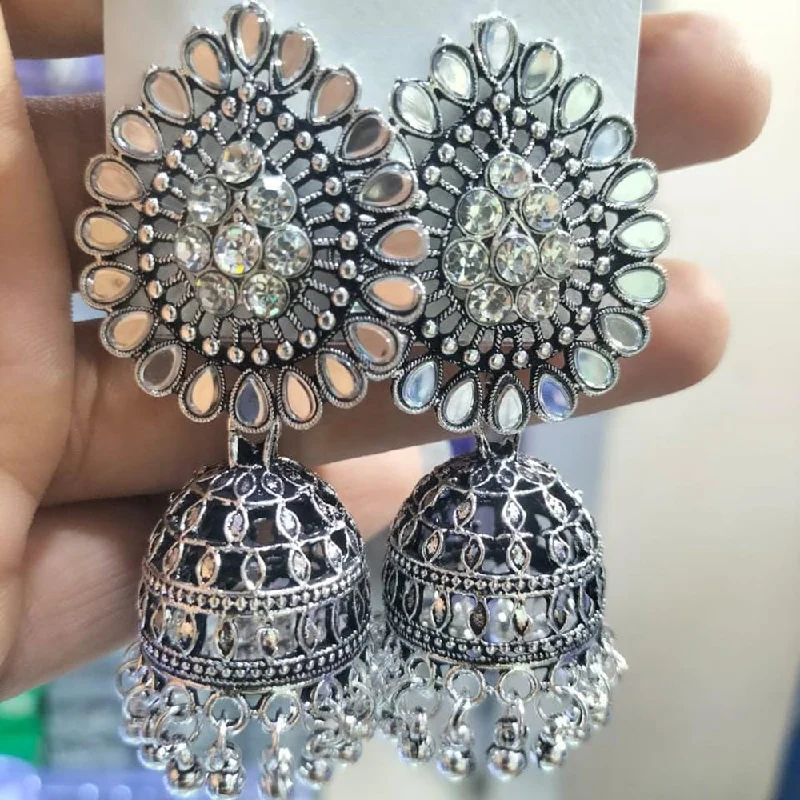 women’s delicate earrings-Manisha Jewellery Oxidised Plated Mirror Jhumki Earrings