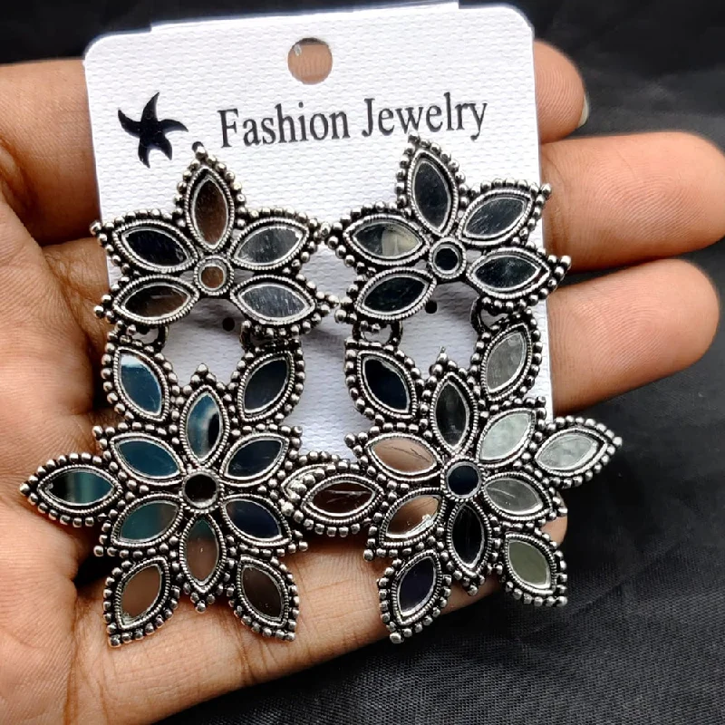 women’s sapphire earrings-Manisha Jewellery Oxidised Plated Mirror Dangler Earrings