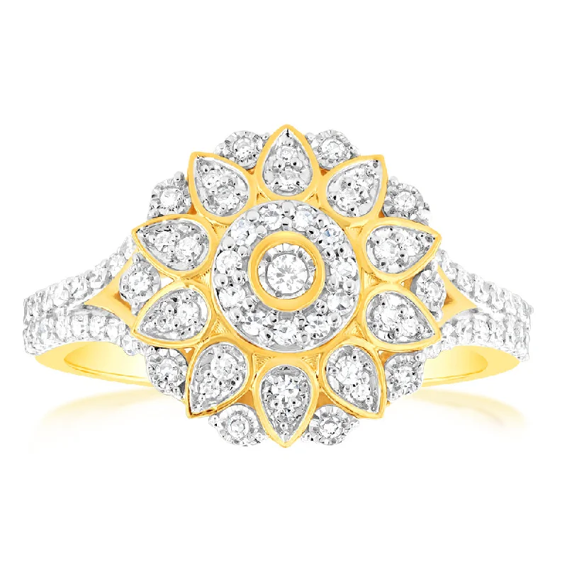 women’s vintage-inspired engagement ring-1/ 2 Carat Luminesce Lab Grown Diamond Ring In 9ct Yellow Gold