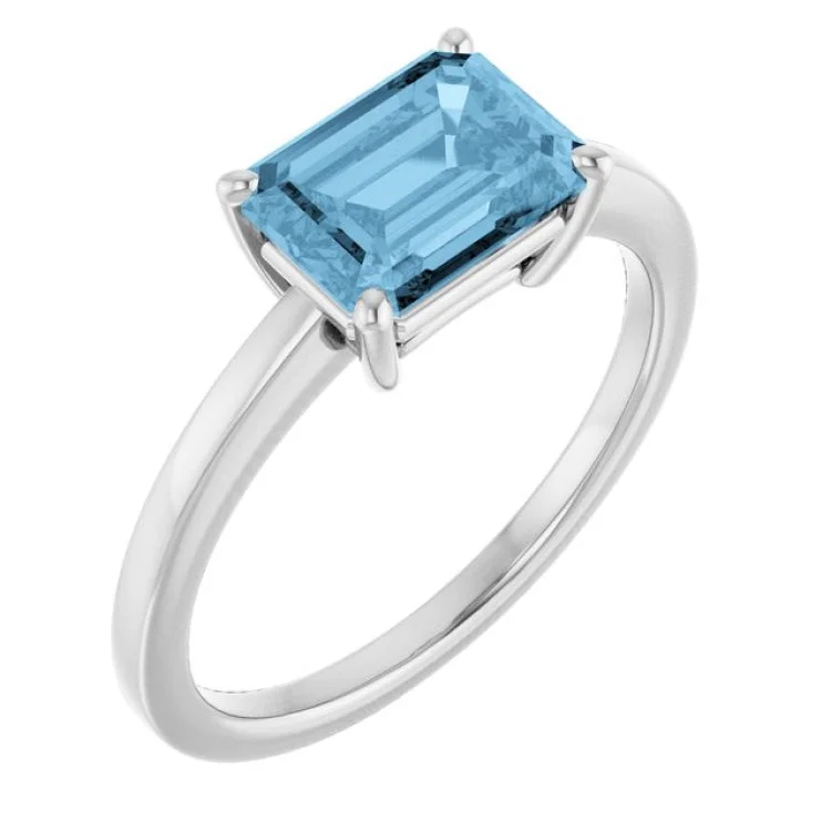 women’s simple engagement ring-Sterling Silver Natural Sky Blue Topaz Ring