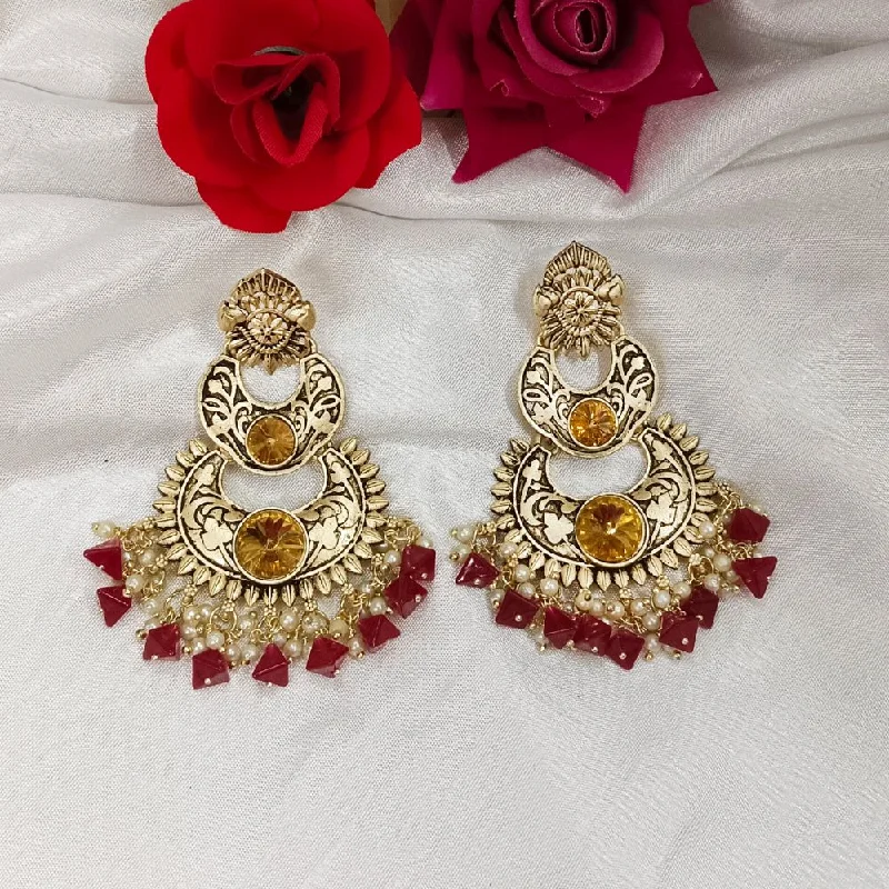 women’s wedding earrings-Darshana Jewels Crystal Stone Gold Plated Dangler Earrings