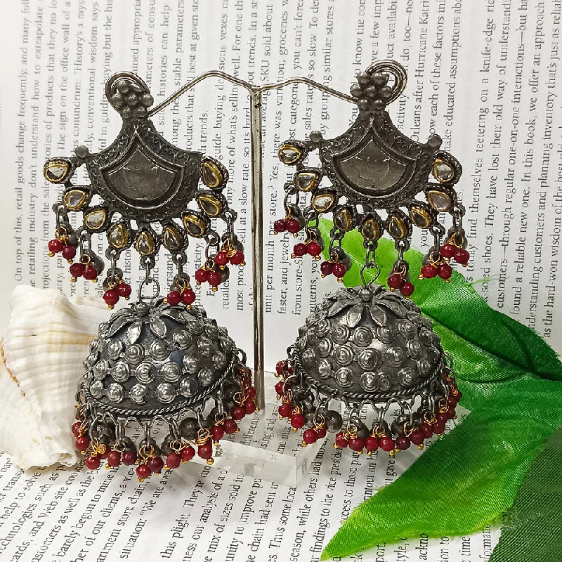 women’s gemstone chandelier earrings-Darshana Jewels Oxidised Plated Jhumki Earrings