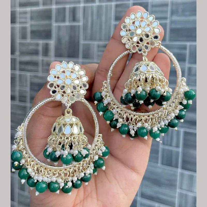 women’s drop earrings-Vaishnavi Fashion Gold Plated Mirror Jhumki Earrings