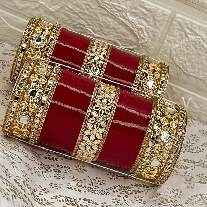 women’s classic bangle-Manisha Jewellery Gold Plated Acrylic Bangles Set