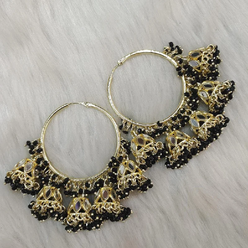 women’s vintage gold earrings-Anjali Jewellery Gold Plated Mirror And Beads Hoop Jhumki Earrings