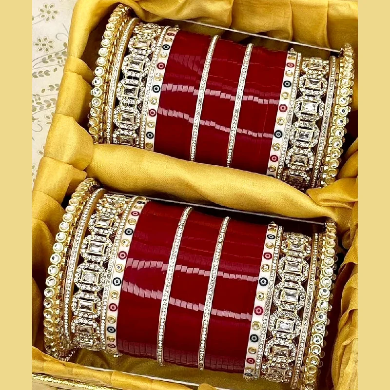 women’s sterling silver bangles-Manisha Jewellery Crystal Stone And Acrylic Bridal Bangles Set