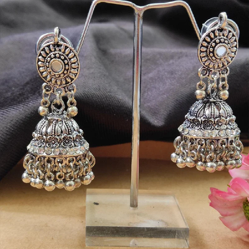 women’s elegant earrings-Darshana Jewels Oxidised  Plated Jhumki Earrings