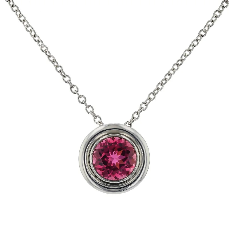 women’s designer necklace-Pink Tourmaline and Diamond Halo Pendant Necklace