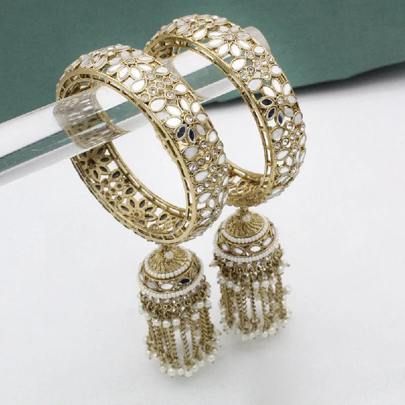 women’s silver and gold bangle-Pooja Bangles Gold Plated  Mirror Bangle Set