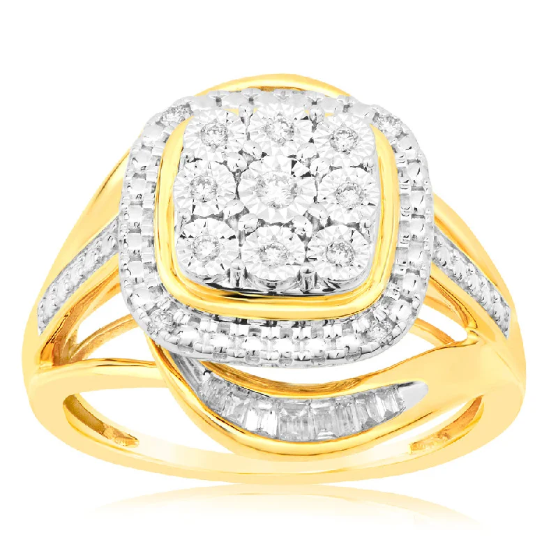 women’s rose gold diamond engagement ring-Luminesce Lab Grown 1/6 Carat Diamond Ring in 9ct Yellow Gold