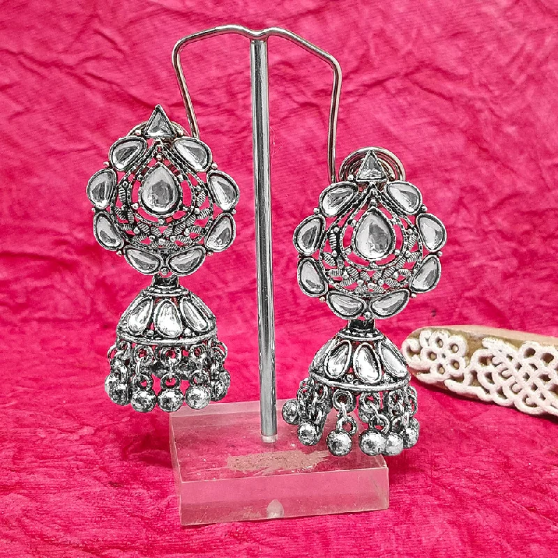 women’s colorful earrings-Darshana Jewels Oxidised Plated Crystal Stone Jhumki Earrings