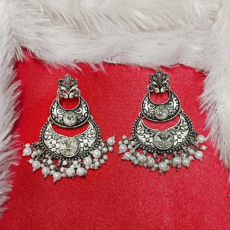 women’s cubic zirconia earrings-Darshana Jewels Crystal Stone Silver Plated Dangler Earrings