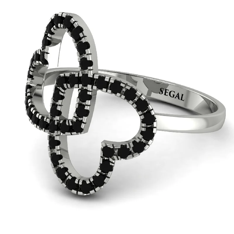 women’s square engagement ring-Two Hearts Black Diamond Ring - Selena No. 39