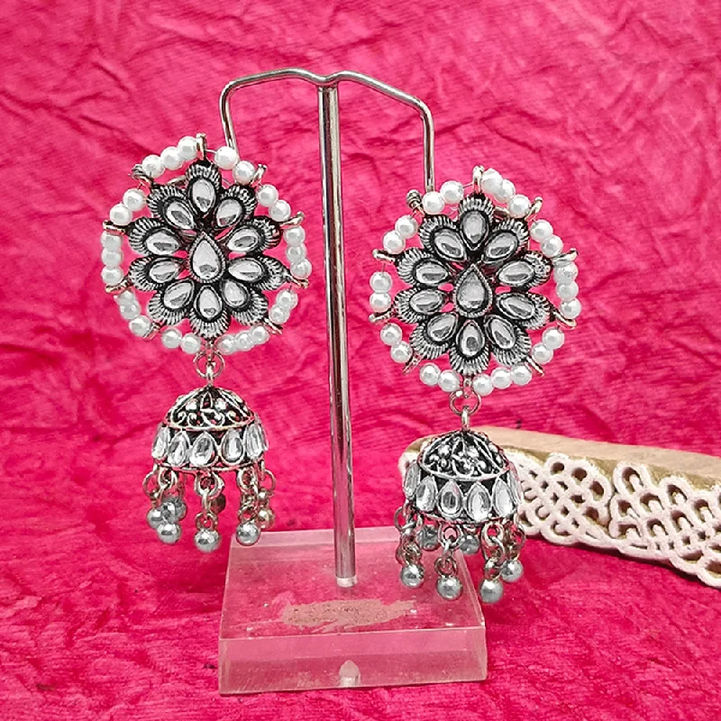 women’s gold crystal earrings-Darshana Jewels Oxidised Plated Jhumki Earrings