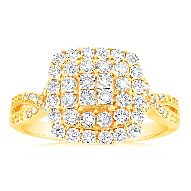 women’s classic gold engagement ring-1/4 Carat Luminesce Lab Grown Diamond Ring in 9ct Yellow Gold