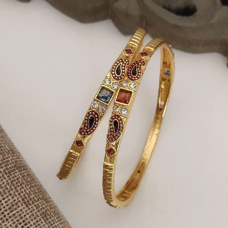 women’s vintage bracelet-H K Fashion Gold Plated Bangle Set