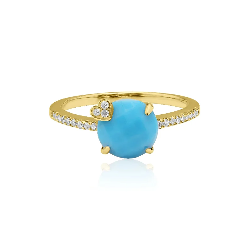 women’s statement engagement ring-Turquoise And Diamond Ring