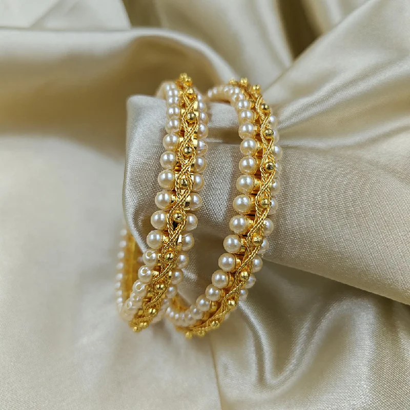 women’s silver cuff bracelet-Manisha Jewellery Gold Plated Beads Bangles Set