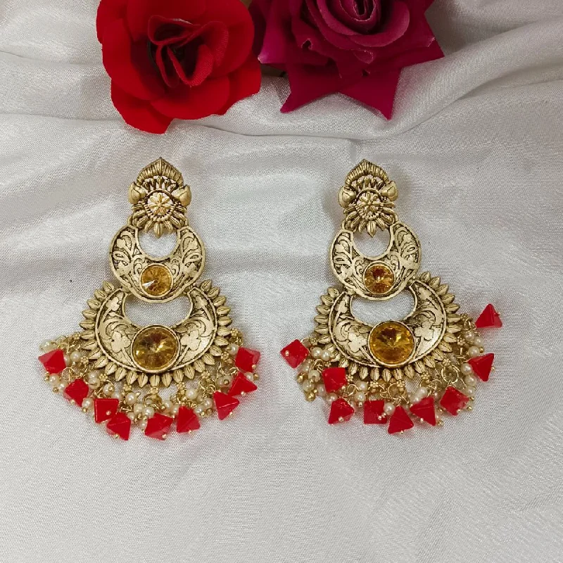 women’s stud earrings for women-Darshana Jewels Crystal Stone Gold Plated Dangler Earrings