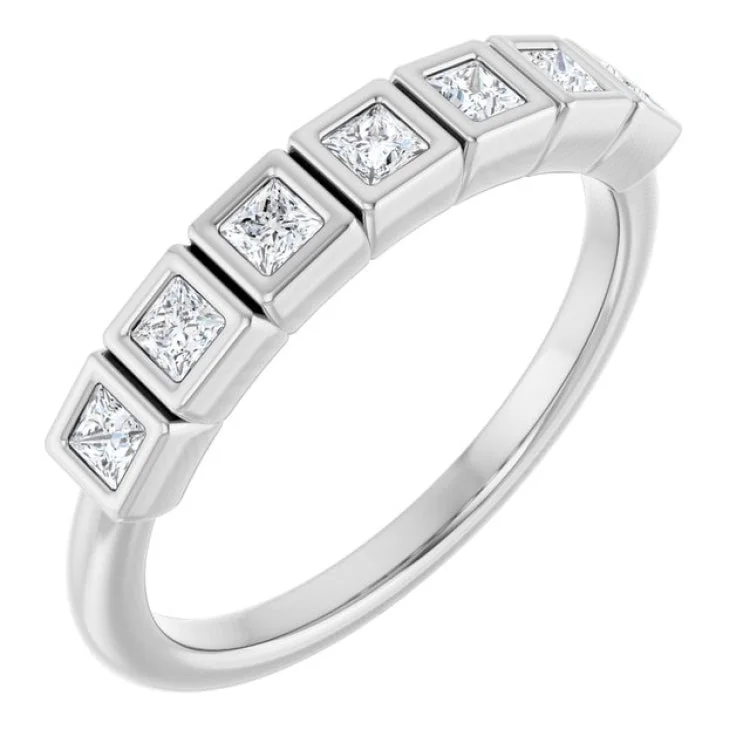 women’s wedding rings with diamonds-Platinum 2x2 mm Square 1/3 CTW Natural Diamond Anniversary Band