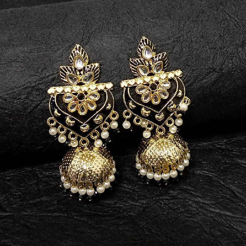 women’s ruby earrings-Darshana Jewels Gold Plated Meenakari Jhumki Earrings